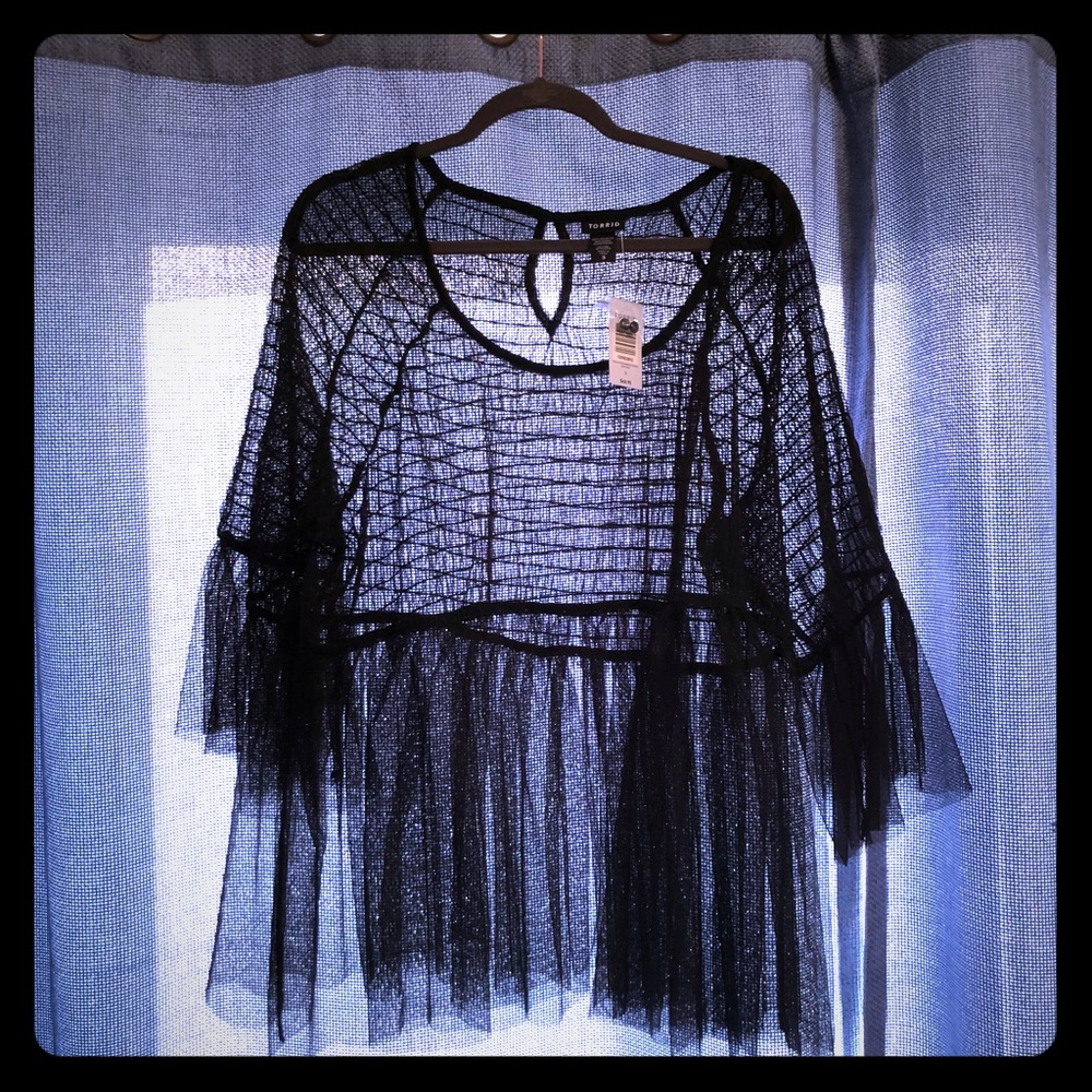 Sexy black plus size shear blouse